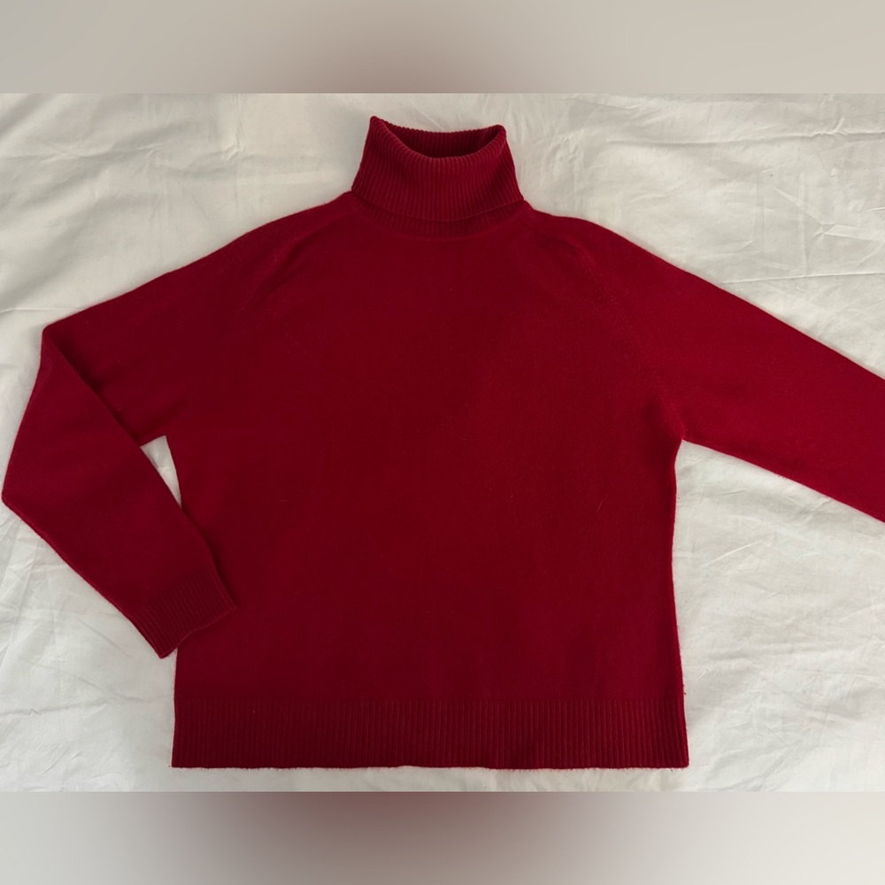 EUC Valerie Separates Women's Red Cashmere Sweater Size Large Ribbed Turtleneck